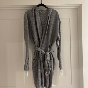 Gray Hooded Turkish Robe with Belt